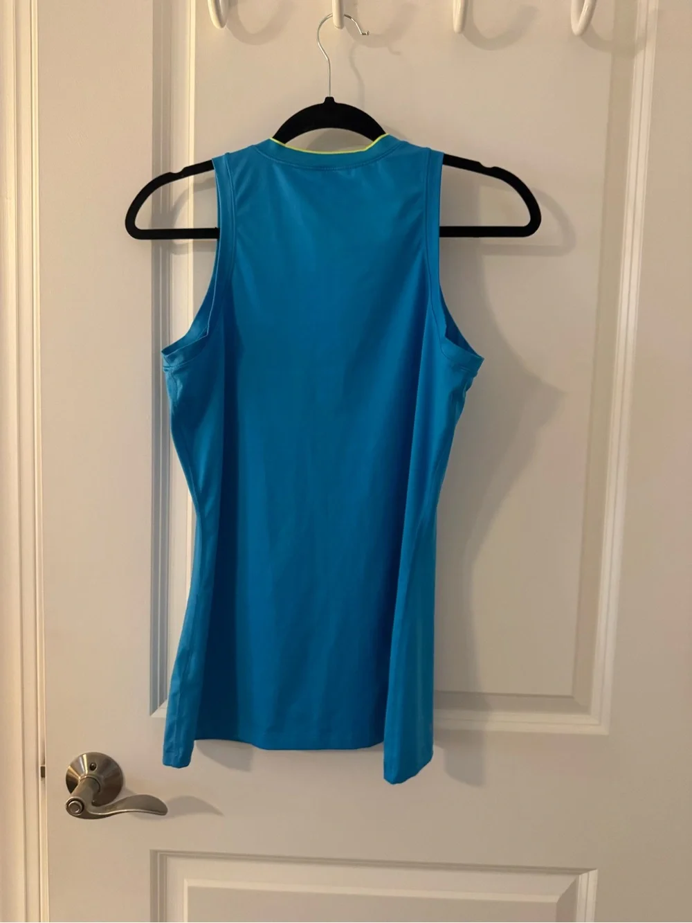 Nike Women's V-Neck Pro Tank in Bright Blue with Neon Yellow Trim